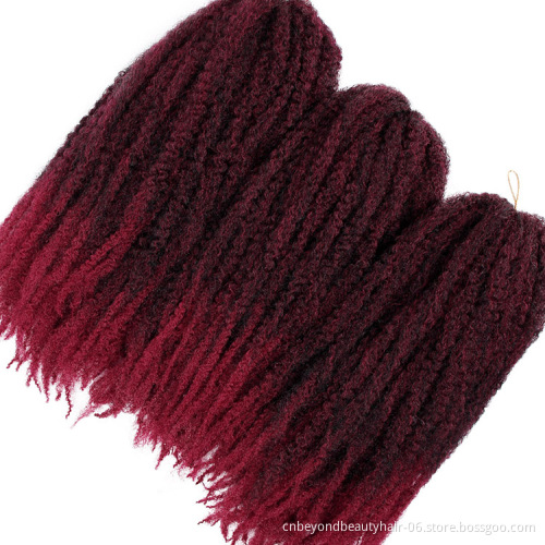 Burgundy synthetic marley braid afro curl marley braid hair synthetic afro twist marley hair crochet braids